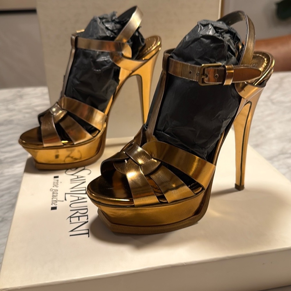 Yves Saint Laurent Metallic Gold Heels
